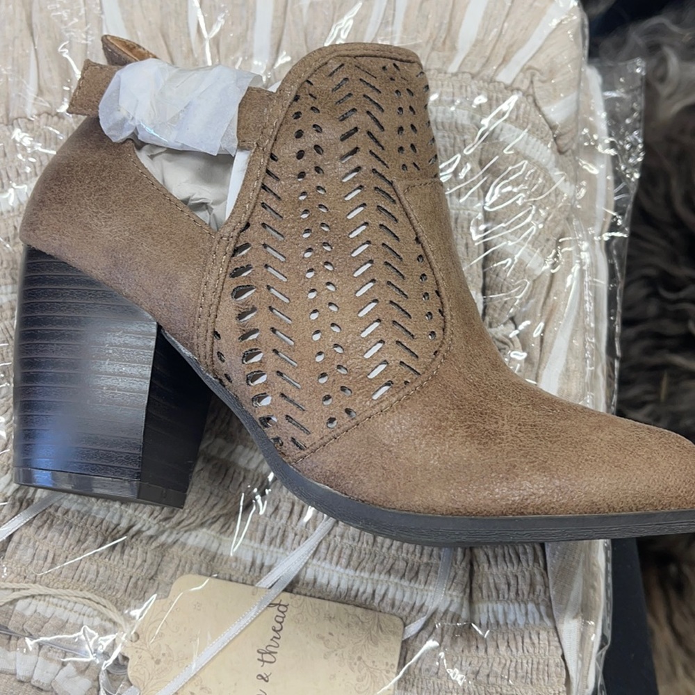 Tan heeled booties
